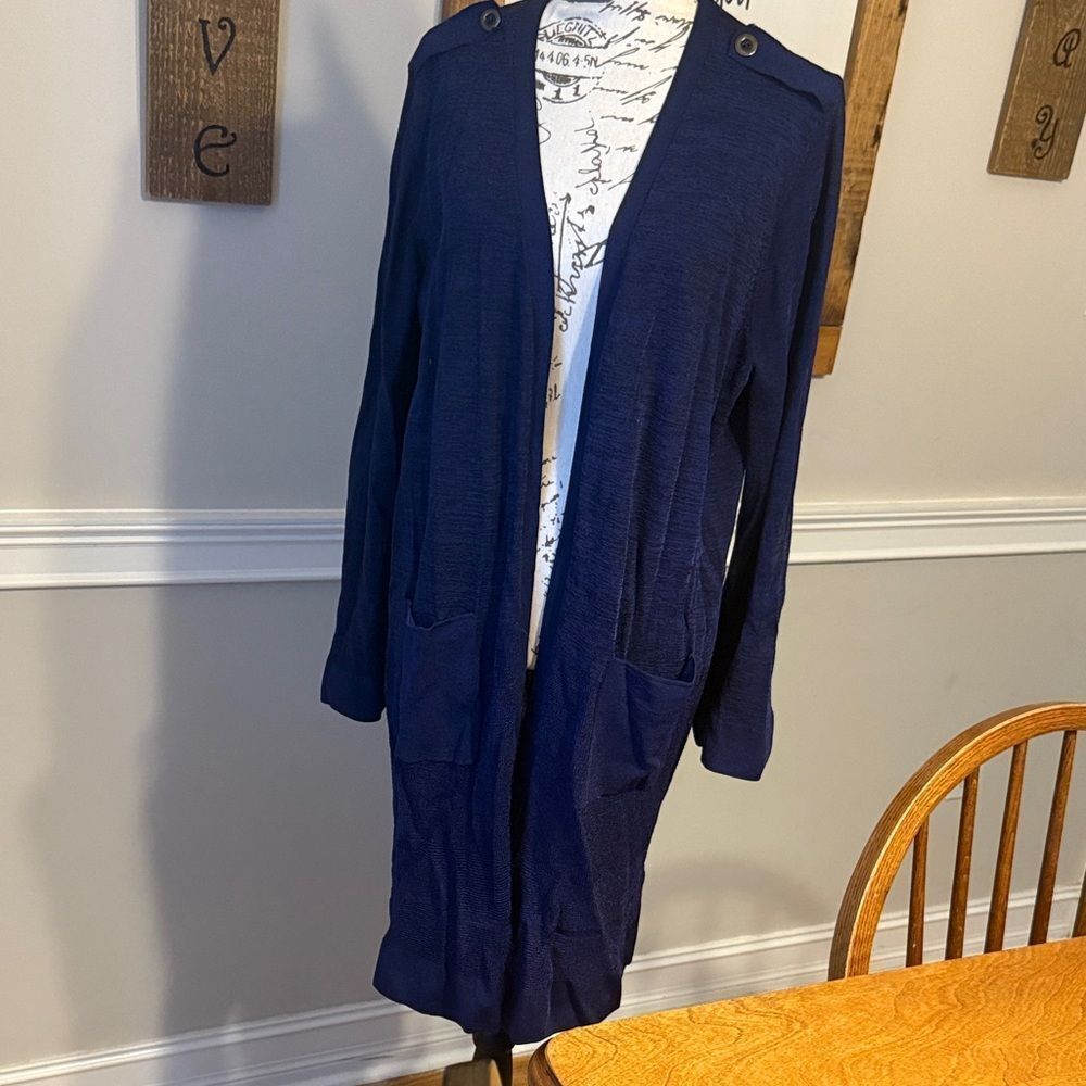 Chico's Deep Blue Women's Duster Length Cardigan
